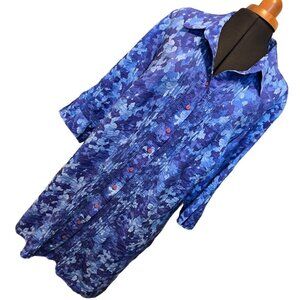 Coldwater Creek royal blue crinkle rayon tunic 1X